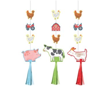 Farm Animals Hanging Decorations (3pcs)