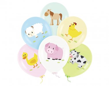 Farm Animals Latex Balloons (6pcs)