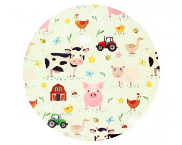 Farm Animals Large Paper Plates (6pcs)