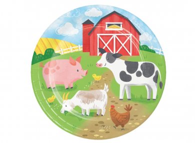 Farm Animals Large Paper Plates (8pcs)