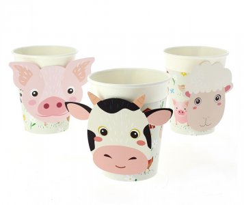 Eco Farm Animals Paper Cups (6pcs)