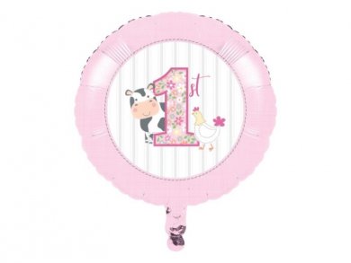 Farm Animals Pink Foil Balloon (45,7cm)