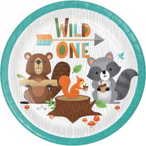 Ζωάκια Του Δάσους Wild One Μικρά Πιάτα Χάρτινα (8τμχ)