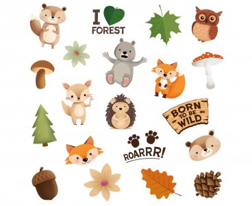 Forest Animals Temporary Tattoos (20pcs)