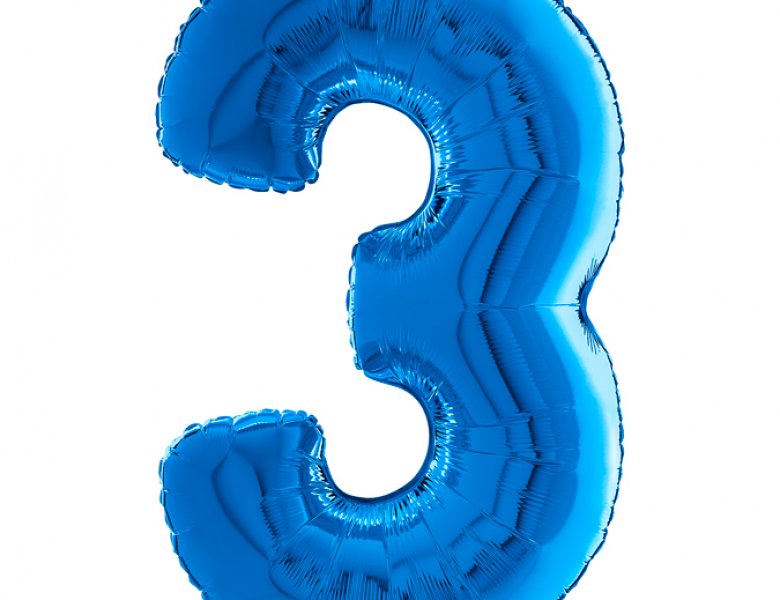 Supershape Balloon Number 3 Blue 100cm Boutique Party Shop Supershape Balloon Number 3 Blue 100cm Boutique Party Shop