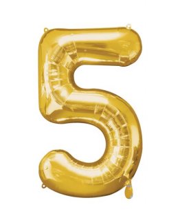 Supershape Μπαλόνι Αριθμός 5 Χρυσό (100εκ)