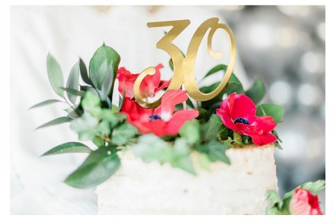 Accessories for the birthday cake decoration with the number 30 in gold color
