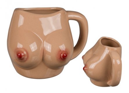 Ceramic mug with a 3D boobs design for a bachelor party theme