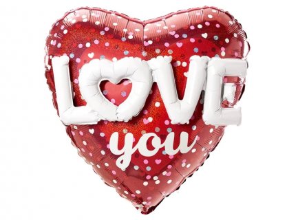 Μπαλόνι καρδιά με 3D τα γράμματα LOVE 91εκ