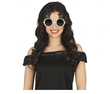 White glasses with black stars and number 40 in gold color