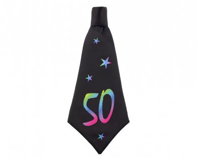 Μαύρη υφασμάτινη γραβάτα με τον πολύχρωμο αριθμό 50