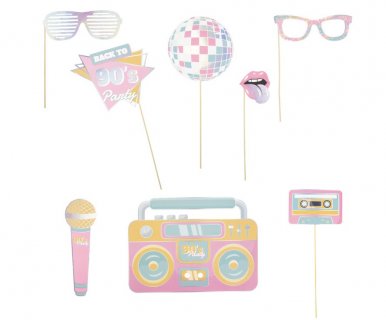 90's Party photo booth props 8pcs