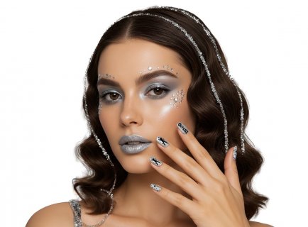 Glue nails with disco theme designs