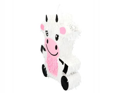 Pinata in the shape of a little cow for a farm animals theme party