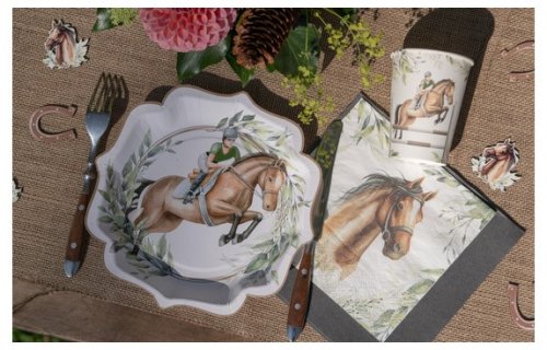 Μεγάλα χάρτινα πιάτα για πάρτυ με θέμα τα άλογα και την ιππασία