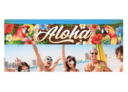 Aloha υφασμάτινο μπάνερ για διακόσμηση σε πάρτυ με Χαβανέζικο θέμα