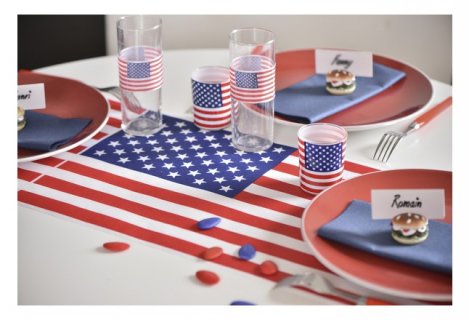 Fabric table runner with the American flag design