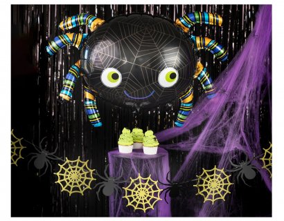 Decorative garland for Halloween party with spiders and webs