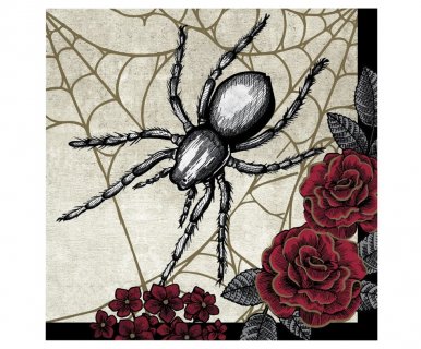 Spider and red flowers luncheon napkins 16pcs