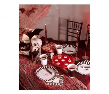 Luncheon napkins in cream and black color from the Spider with gold foiled print party collection