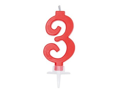 Number 3 calligraphic birthday cake candle 7cm