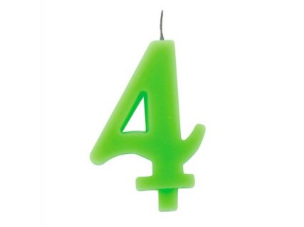 4 Number Four Lime Green Cake Candle