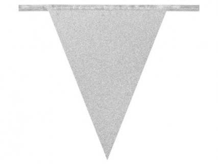 Ασημένια Γκλιτεράτι Γιρλάντα με Σημαιάκια (6μ)