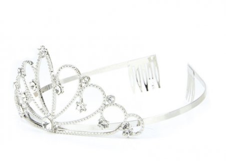 Metallic tiara in silver color with rhinestones