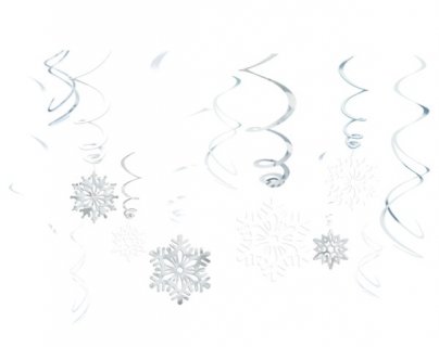 Ασημί χιονονιφάδες διακοσμητικά σπιράλ για τα Χριστούγεννα 12τμχ