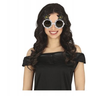 White glasses with black stars print and number 30 in gold color