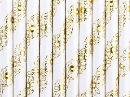 white-paper-straws-with-gold-flowers-spp14m019