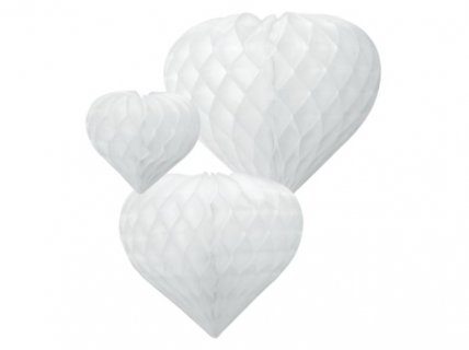 Άσπρες Κρεμαστές Κυψελωτές Καρδιές (3τμχ)