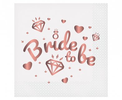Άσπρες χαρτοπετσέτες bride to be με ροζ χρυσό τύπωμα 20τμχ