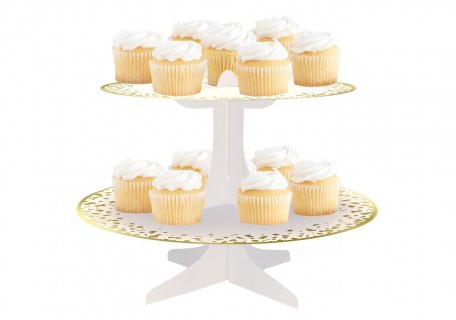 Cupcake stand in white color with confetti print for the candy bar