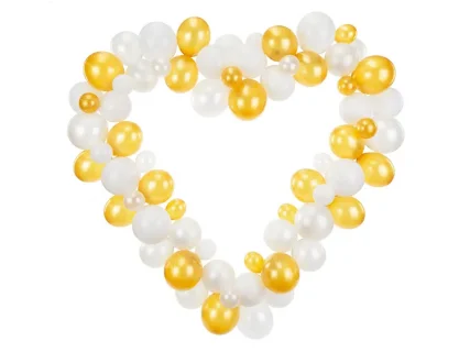 White and gold heart with balloons 150cm