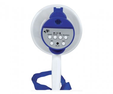 White megaphone with speaker functions