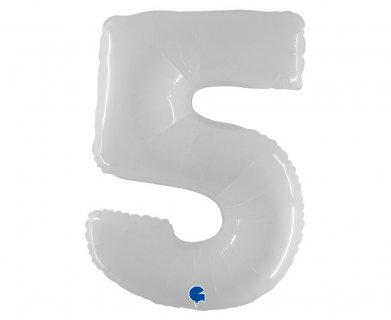White large balloon in the shape of number 5 100cm