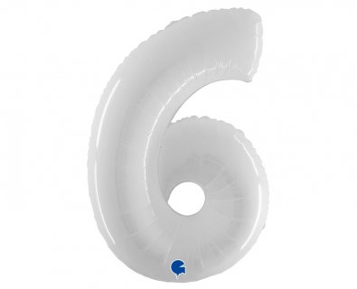Number 6 large balloon in white color 100cm