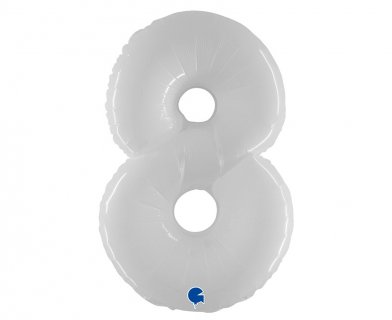 White color large balloon in the shape of number 8 100cm