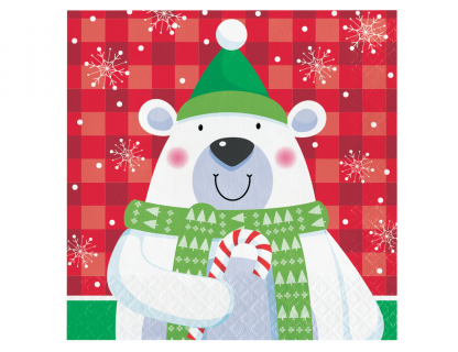 Άσπρος αρκούδος χαρτοπετσέτες για τα Χριστούγεννα