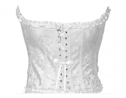 Corset with relief design in white color