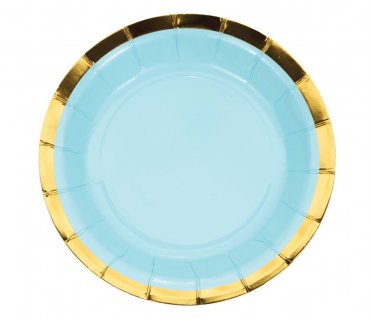 Παστέλ γαλάζια με χρυσοτυπία μικρά χάρτινα πιάτα 2τμχ