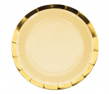Παστέλ κίτρινα με χρυσοτυπία μικρά χάρτινα πιάτα 2τμχ