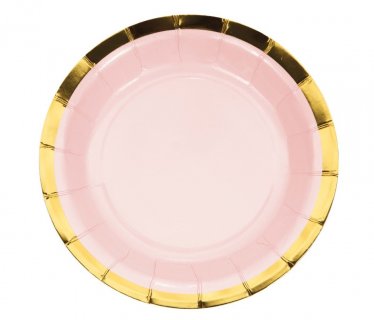Παστέλ ροζ με χρυσοτυπία μικρά χάρτινα πιάτα 2τμχ