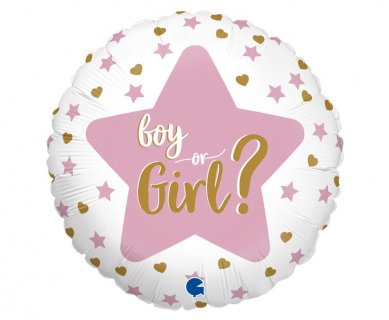 Ροζ αστέρι Boy or Girl foil μπαλόνι 45εκ