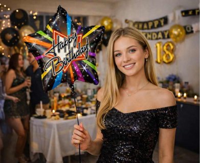 Foil balloon in the shape of a star for a birthday party