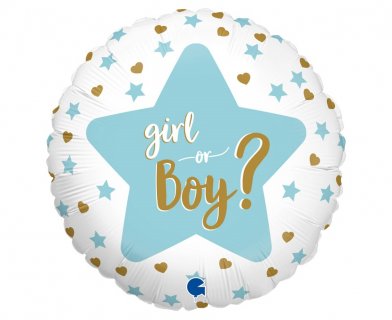 Blue star girl or boy foil balloon 45cm