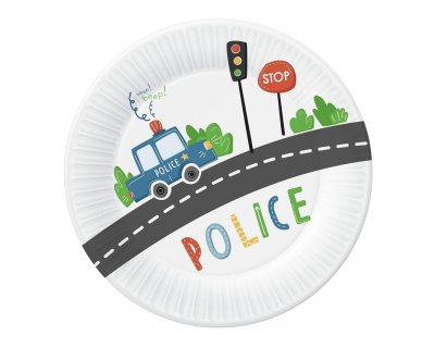 Police in action small paper plates 6pcs