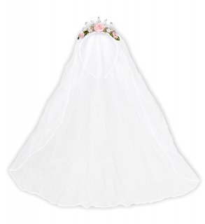 Wedding Veil Tiara with roses & diamonds
