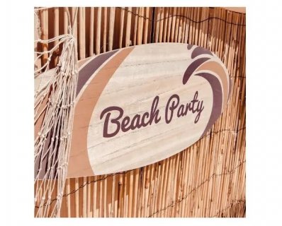 wooden decorative surfboard for a summer time beach party decoration